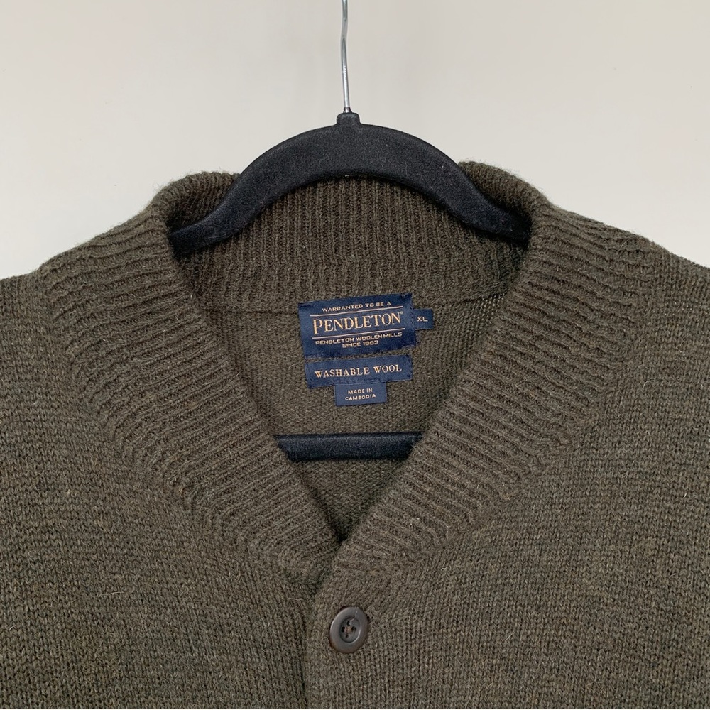 Pendleton Green Button Down Cardigan Sweater Size… - image 3